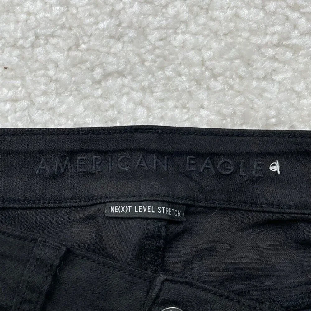 American Eagle Next Level Stretch Super Hi Rise Jegging Black Distress - Picture 4 of 11